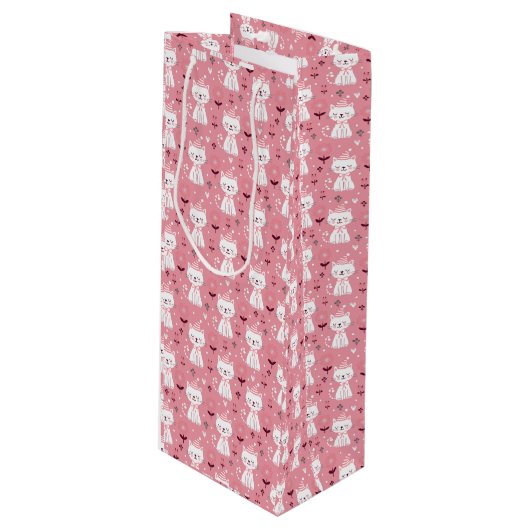 kerstkat wijn cadeautas (Voorkant Gekanteld)