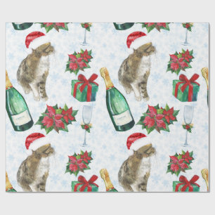 Kerstkat Winterviering Cadeaupapier