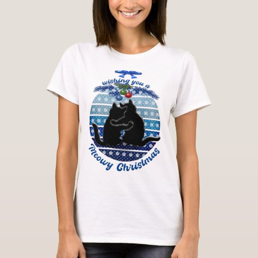 Kerstkat Womens T-shirts, Cute Cat T-shirt (Voorkant)