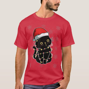 Kerstkat Zwarte kat met kerstmis Funny Pajam T-shirt
