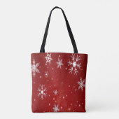 Kerstkatfoto in Santa Hat Snowflake in het rood Tote Bag (Achterkant)
