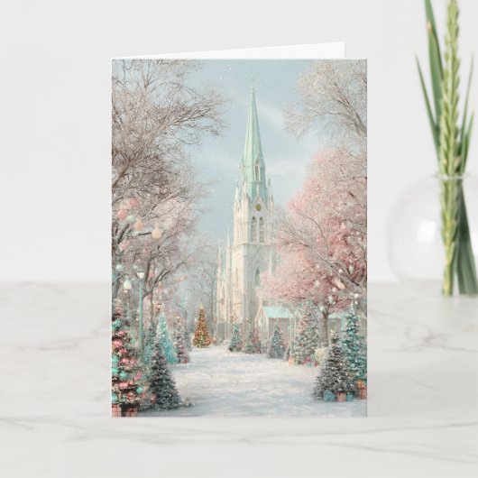 Kerstkathedraal Feestdagen Kaart (Voorkant)