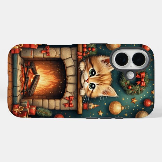 Kerstkatje Case-Mate iPhone case (Achterkant (horizontaal))