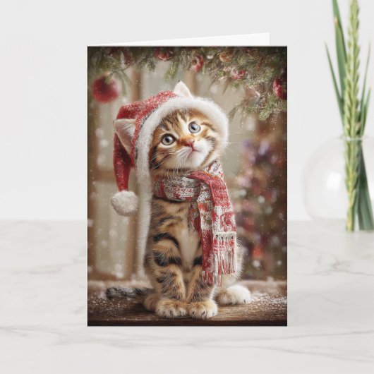 Kerstkatje Feestdagen Kaart (Voorkant)