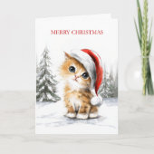 Kerstkatje Feestdagen Kaart (Voorkant)