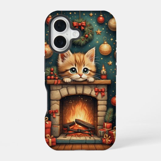 Kerstkatje iPhone 16 hoesje (Achterkant)