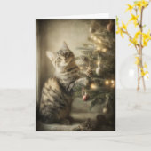 Kerstkatje Kaart (Gele Bloem)
