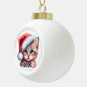 Kerstkatje Keramische Bal Ornament (Rechts)