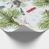 Kerstkatje met vogels cadeaupapier (Hoek)