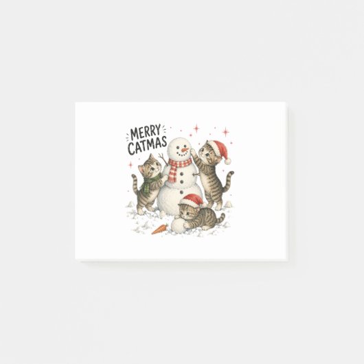 Kerstkatjes Bouwen Sneeuwman Post-it® Notes (Voorkant)