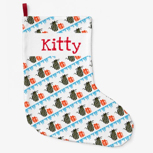 Kerstkatjes en cadeaus grote kerstsok (Voorkant)