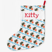 Kerstkatjes en cadeaus grote kerstsok (Achterkant)