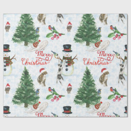 Kerstkatjes en Sneeuwmannen Cadeaupapier