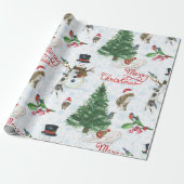 Kerstkatjes en Sneeuwmannen Cadeaupapier (Uitgerold)