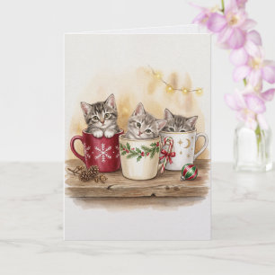 Kerstkatjes in vintage stijl Charmante kaart