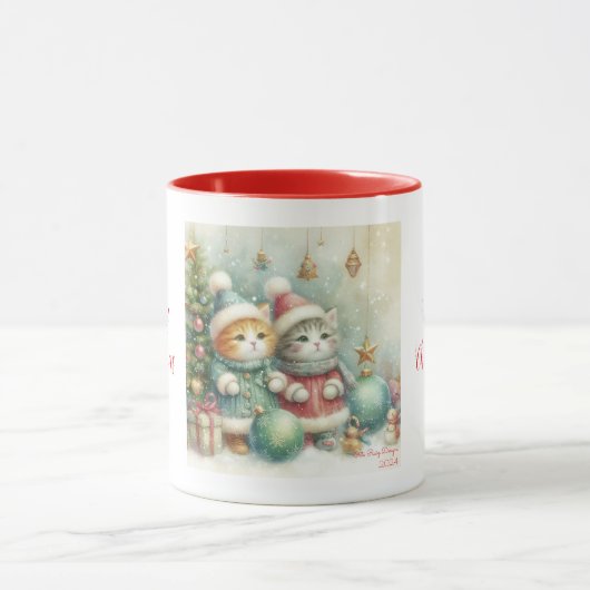 Kerstkatjes schattig mok (Midden)