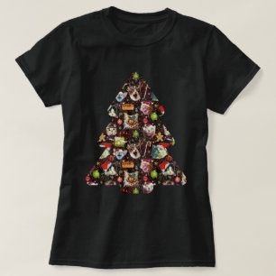 Kerstkatkoppen in de ronddraaiende boom t-shirt