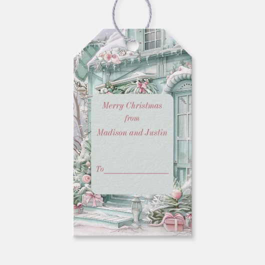 kerstkatoen cadeaulabel (Voorkant)