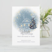 kerstkatoen en -boom met Yuletide Greetings Kaart (Staand voorkant)