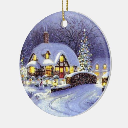 kerstkatoen keramisch ornament (Links)