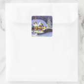 kerstkatoen vierkante sticker (Tas)