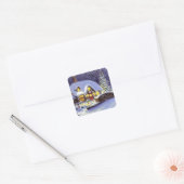 kerstkatoen vierkante sticker (Envelop)
