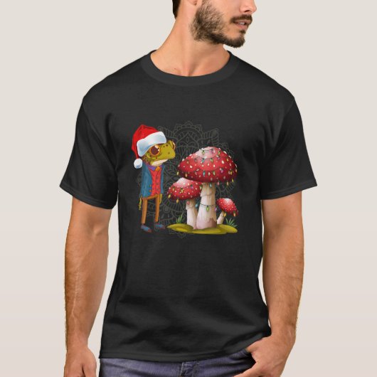 Kerstkatoenborst esthetische paddenstoel t-shirt (Voorkant)