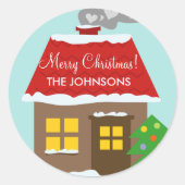 Kerstkatoensneeuwhuis aangepaste wintervakantie ronde sticker (Voorkant)