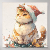 Kerstkatrood pet poster (Voorkant)