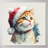 Kerstkatrood pet poster (Voorkant)