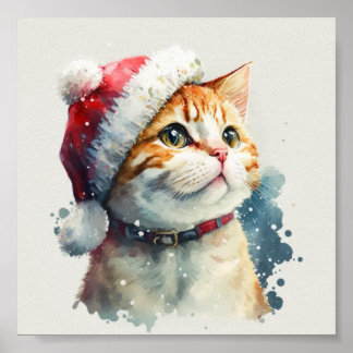 Kerstkatrood pet poster