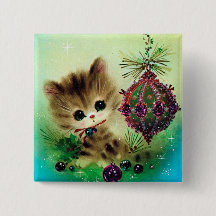  kerstkattefeestknop met retro-kerstkeuken