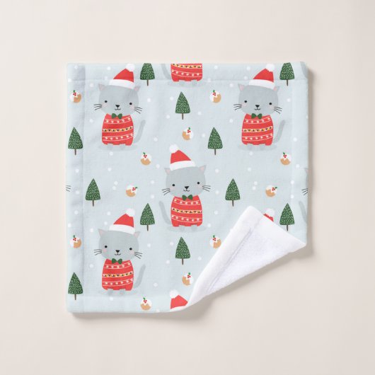 kerstkatten bad handdoek (Wasdoekje)