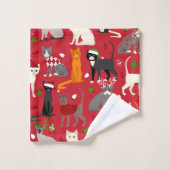 kerstkatten bad handdoek (Wasdoekje)