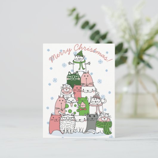 kerstkatten briefkaart (Staand voorkant)