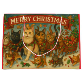 "Kerstkatten" Cadeaubag Groot Cadeauzakje