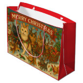 "Kerstkatten" Cadeaubag Groot Cadeauzakje (Achterkant Gekanteld)
