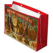 "Kerstkatten" Cadeaubag Groot Cadeauzakje (Voorkant Gekanteld)