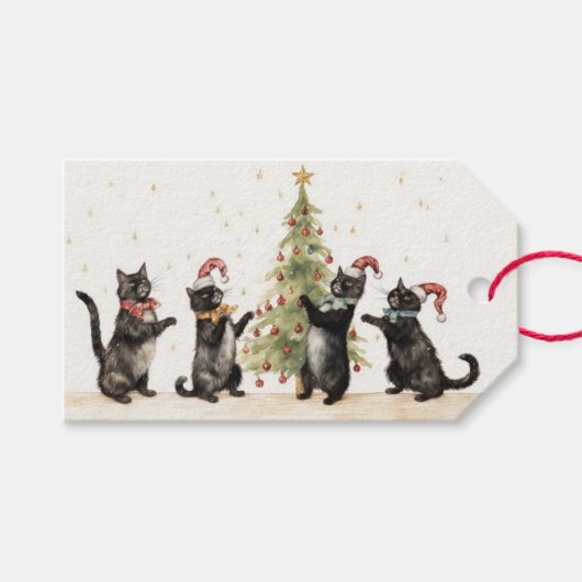 Kerstkatten Cadeaulabel (Voorkant (Horizontaal))