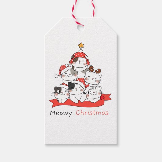 kerstkatten cadeaulabel (Voorkant)