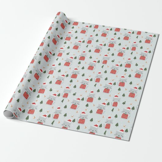 kerstkatten cadeaupapier (Uitgerold)
