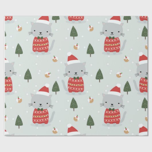 kerstkatten cadeaupapier (Vlak)