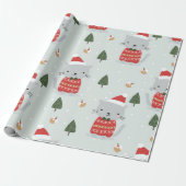 kerstkatten cadeaupapier (Uitgerold)