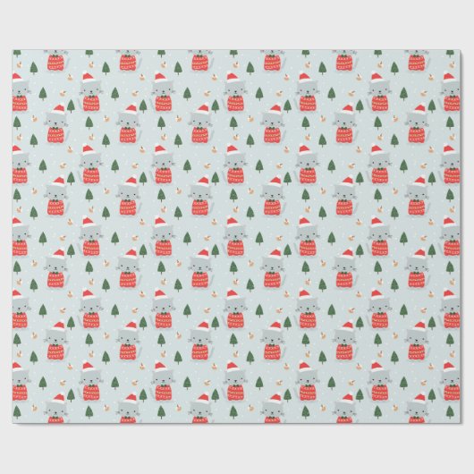 kerstkatten cadeaupapier (Vlak)