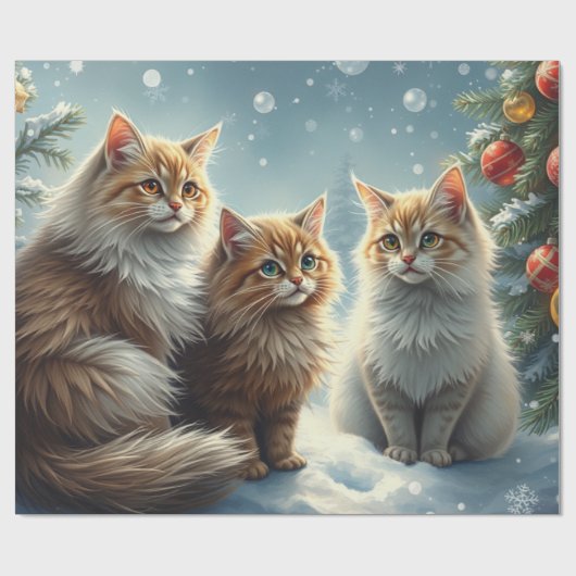 kerstkatten cadeaupapier (Vlak)