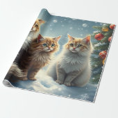 kerstkatten cadeaupapier (Uitgerold)
