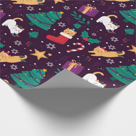 kerstkatten cadeaupapier (Hoek)