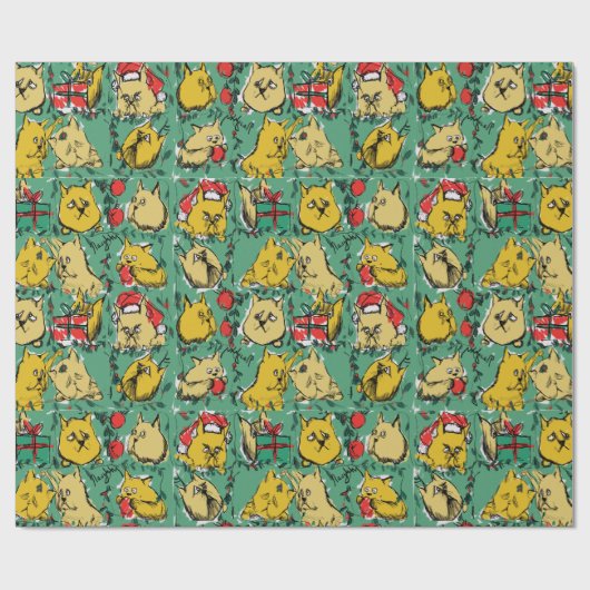 kerstkatten cadeaupapier (Vlak)