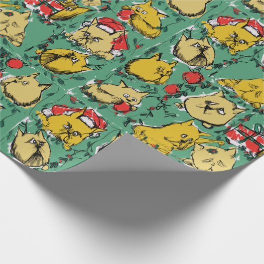kerstkatten cadeaupapier (Hoek)