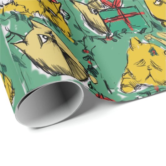 kerstkatten cadeaupapier (Rol Hoek)